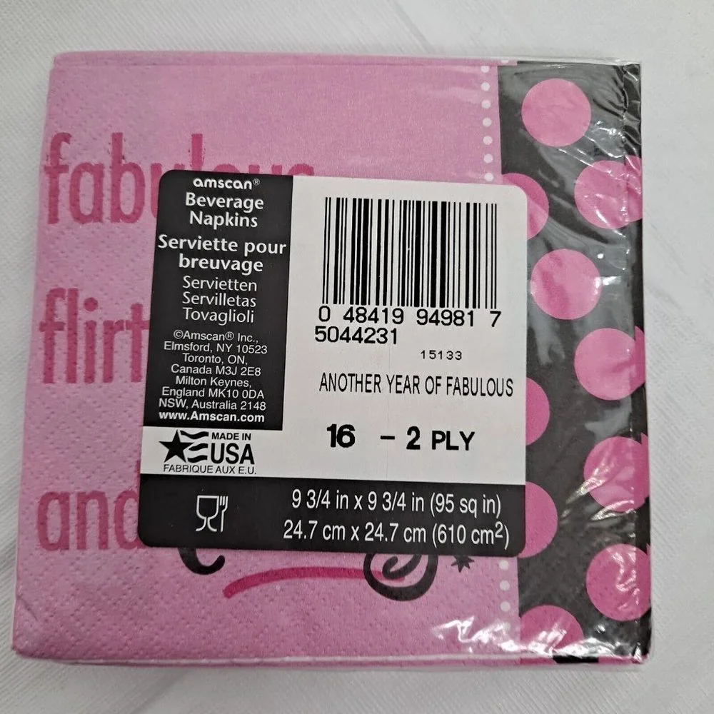 30th Birthday Party Napkins Fabulous Flirty And Thirty Pink Black 16 Count